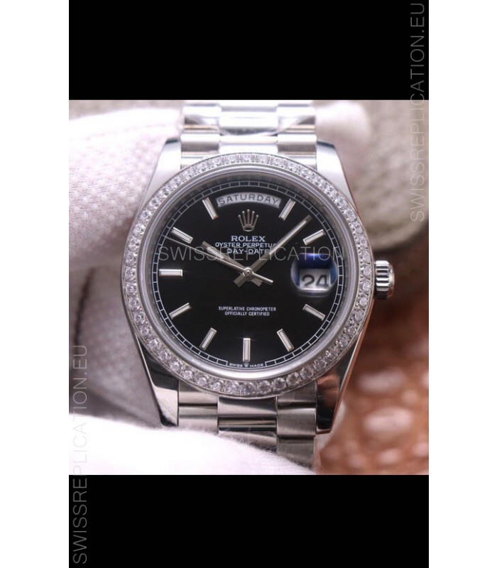 Rolex Day Date Presidential 904L Steel 40MM - Black Dial 1:1 Mirror Quality Watch