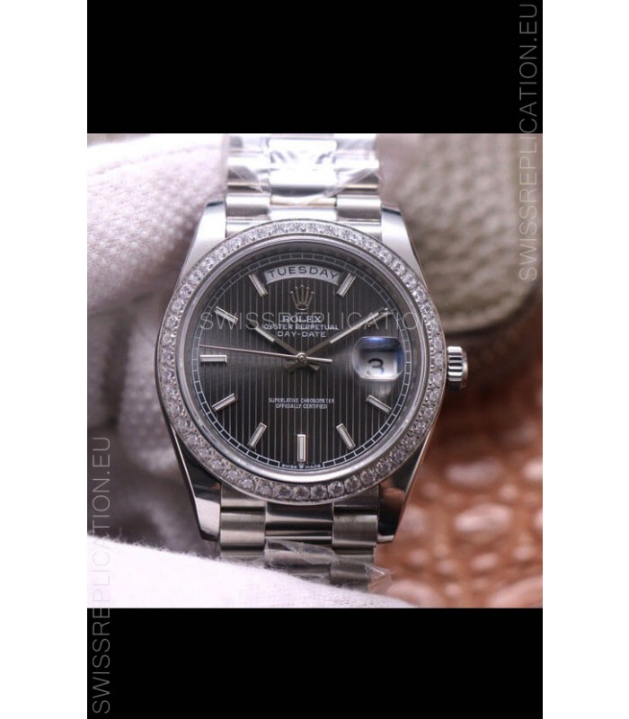 Rolex Day Date Presidential 904L Steel 40MM - Dark Grey Dial 1:1 Mirror Quality Watch