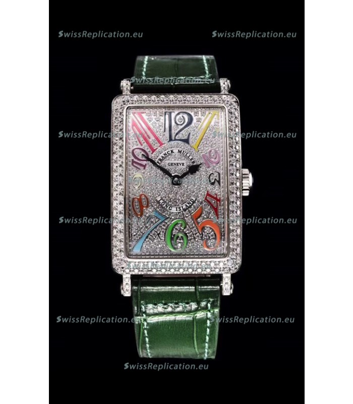 Franck Muller Long Island Color Dreams Ladies Swiss Watch in Green Strap