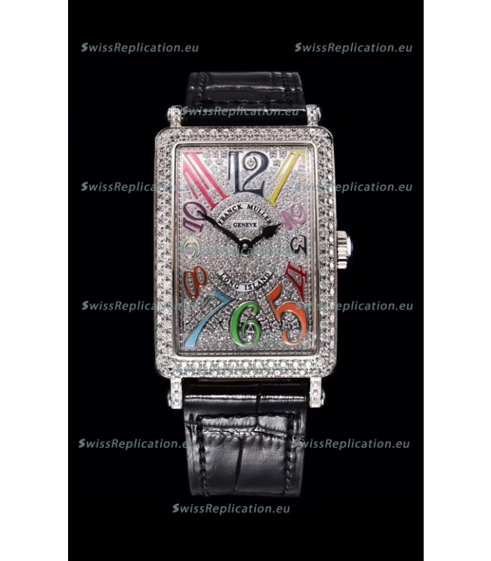 Franck Muller Long Island Color Dreams Ladies Swiss Watch in Black Strap