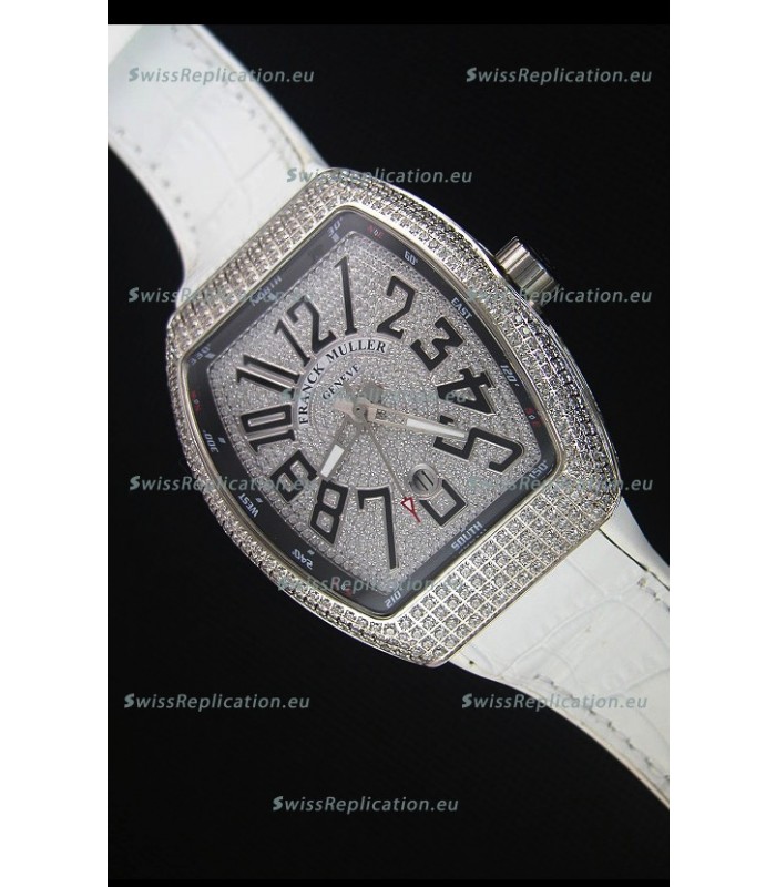 Franck Muller Vanguard Swiss Replica Watch in Diamonds Encrusted Dial