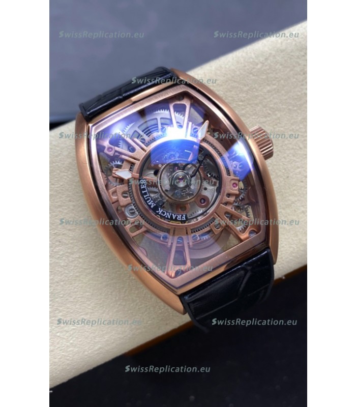 Franck Muller Curvex Grand Central Tourbillon Rose Gold Casing Watch in 1:1 Mirror Replica Watch