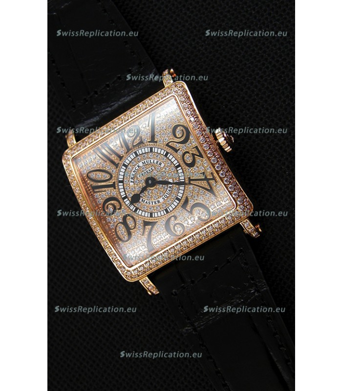 Franck Muller Master of Sqaure Ladies Quartz Replica Watch in Pink Gold Case