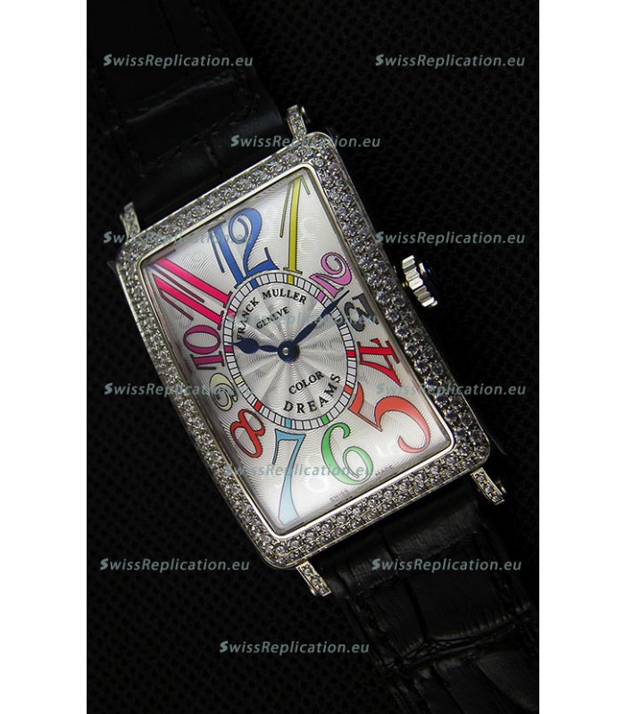 Franck Muller Long Island Color Dreams Ladies Swiss Replica Watch - Black Strap