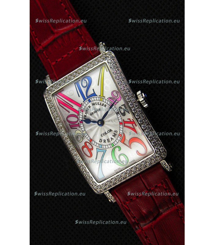 Franck Muller Long Island Color Dreams Ladies Swiss Replica Watch - Red Strap