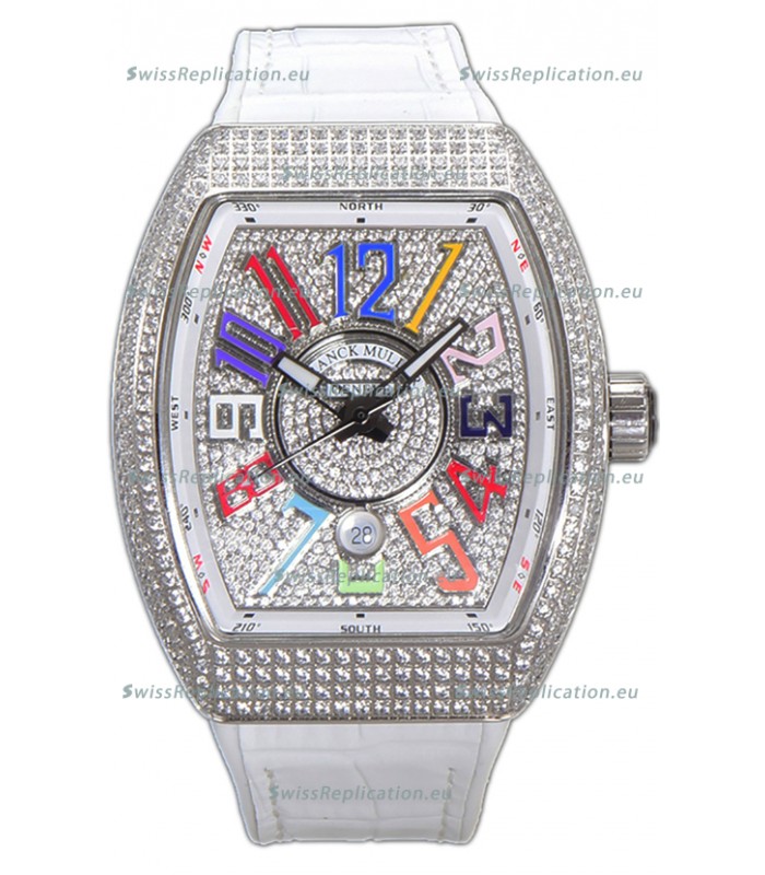 Franck Muller Vanguard V45 Diamonds Dial/Casing - Color Dreams Markers Swiss Watch 