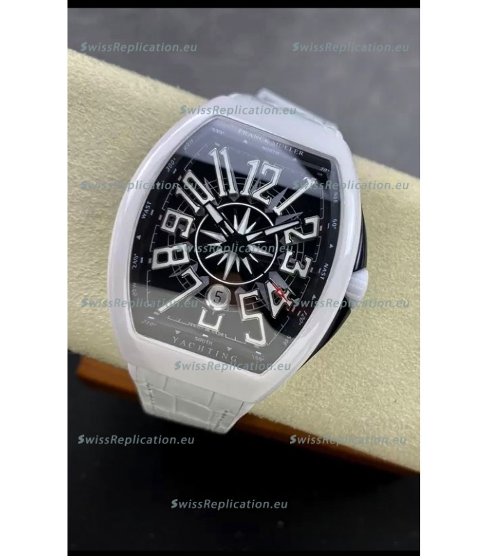 Franck Muller Vanguard Yachting White Ceramic Black Dial 1:1 Mirror Swiss Replica Watch