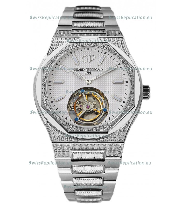 Girard Perregaux Laureato Tourbillon 1:1 White Dial Mirror Swiss Replica Watch