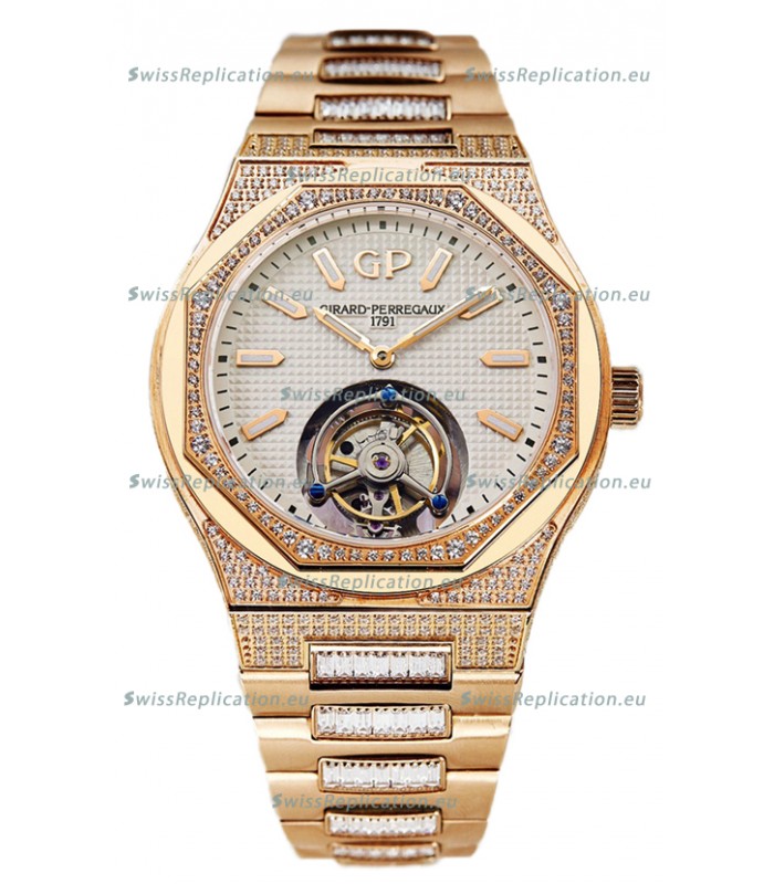 Girard Perregaux Laureato Tourbillon 1:1 Mirror Swiss Replica Watch Rose Gold Casing 