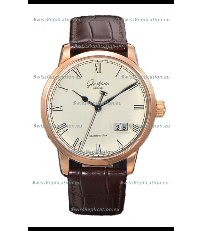 Glashütte Senator Excellence Panorama Date Rose Gold 1:1 Mirror Replica Watch 