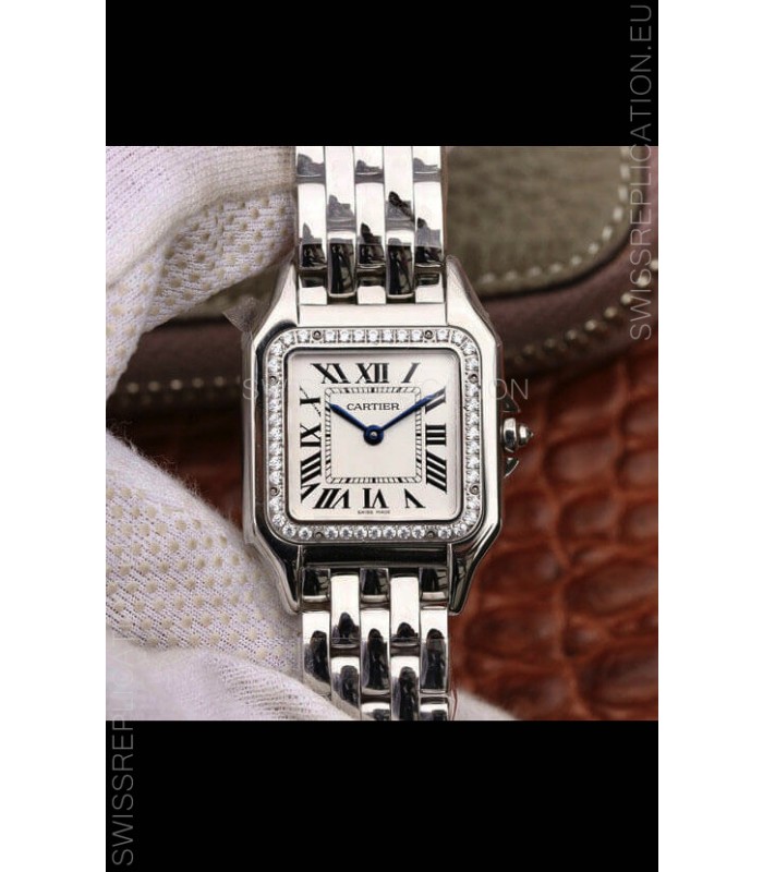 Cartier PANTHERE Edition 1:1 Mirror Quality Swiss Replica Watch in White Dial - Diamonds Bezel 