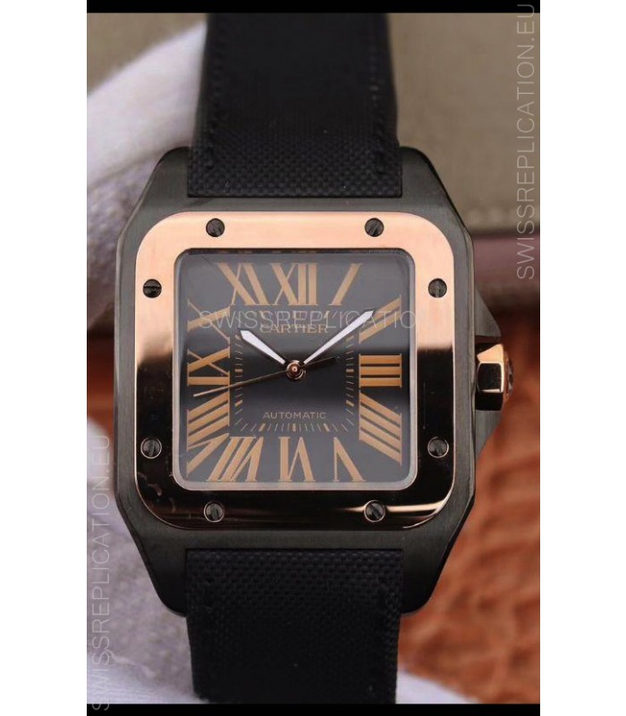 Cartier Santos Titanium Casing Watch in Rose Gold Bezel 1:1 Mirror Quality - Automatic Movement