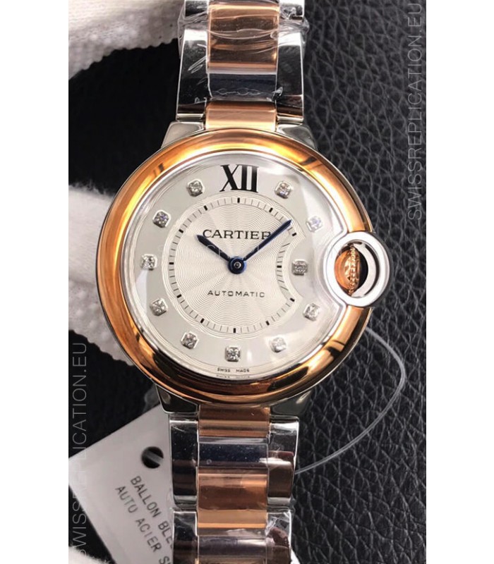 Ballon De Cartier Swiss Quartz 1:1 Mirror Quality 28MM in Two Tone Rose Gold Casing