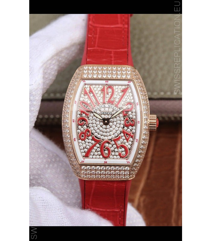 Franck Muller Vanguard Ladies 1:1 Mirror Swiss Replica Watch 32MM Wide Rose Gold Casing