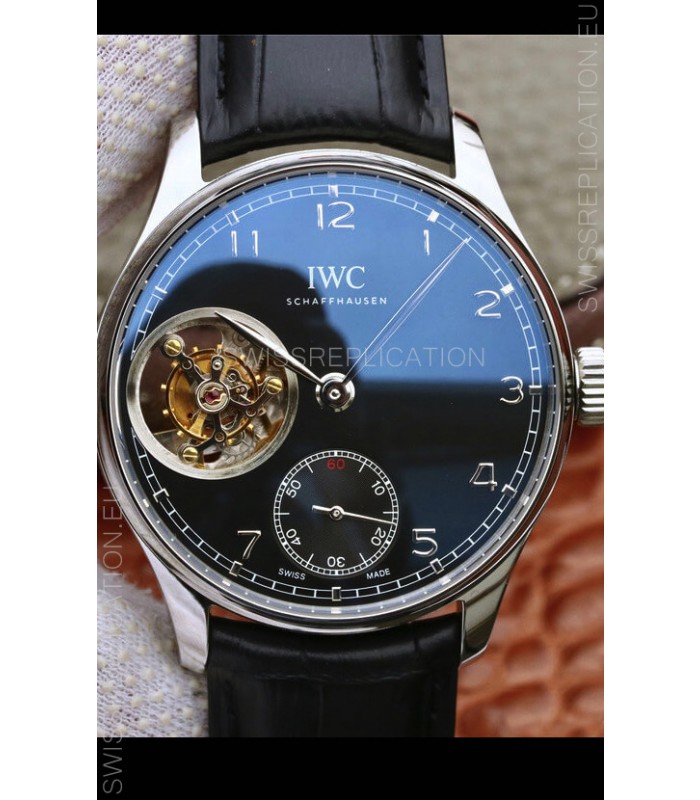 IWC Portuguese Genuine Swiss Tourbillon Movement Watch in Black Dial