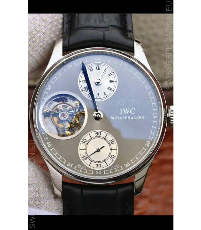 IWC Portuguese Genuine Swiss Tourbillon Movement Watch in Grey Dial