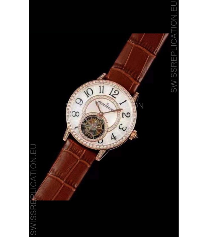 Jaeger LeCoultre RENDEZ-VOUZ Tourbillon 1:1 Mirror Quality Swiss Replica Watch in Rose Gold Casing