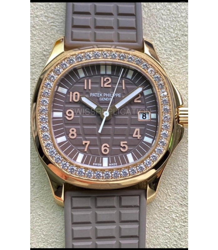 Patek Philippe Aquanaut LUCE 5072R-001 Quartz Swiss Replica Watch in Rose Gold Grey Dial - 35MM