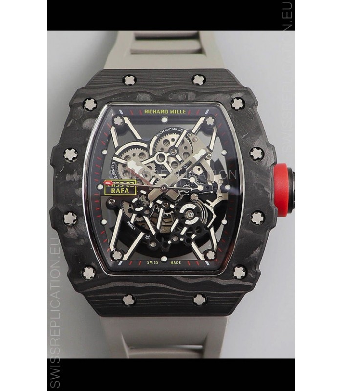 Richard Mille RM35-02 Rafael Nadal Forged Carbon Case with Grey Strap - 1:1 Super Swiss Quality