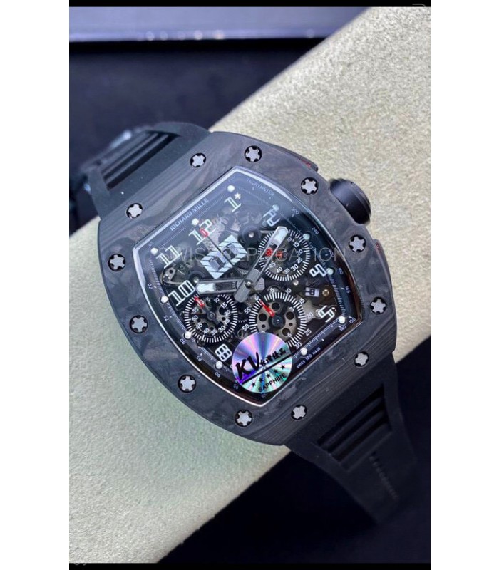 Richard Mille RM011 Felipe Massa 1:1 Mirror Quality One Piece Black Forged Carbon Case Watch