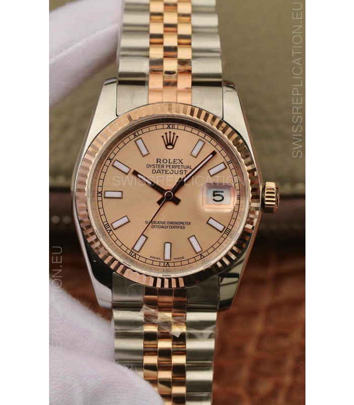 Rolex Datejust 36MM ETA-3135 Movement Swiss Replica in 904L Two Tone Brown Dial
