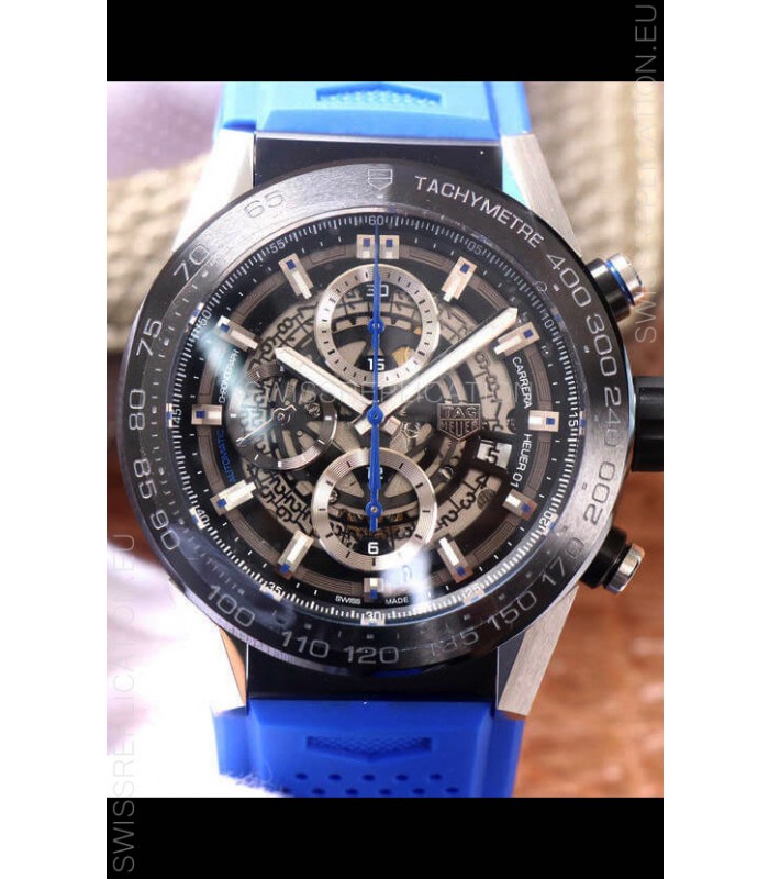 Tag Heuer Carrera Heuer 01 Swiss Replica Watch in Blue Strap 45MM 