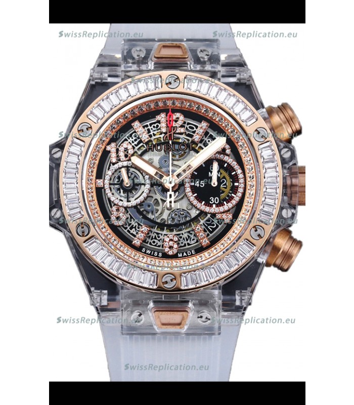 Hublot Big Bang Unico Sapphires Casing 1:1 Mirror Edition Swiss Replica Watch White Strap