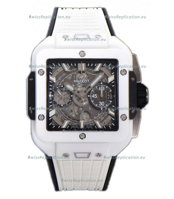 Hublot Square Bang Unico White Ceramic Casing Chronograph Watch 1:1 Mirror Replica