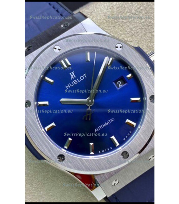 Hublot Classic Fusion 1:1 Mirror Replica Swiss Watch in 904L Steel Casing Blue Dial 42MM