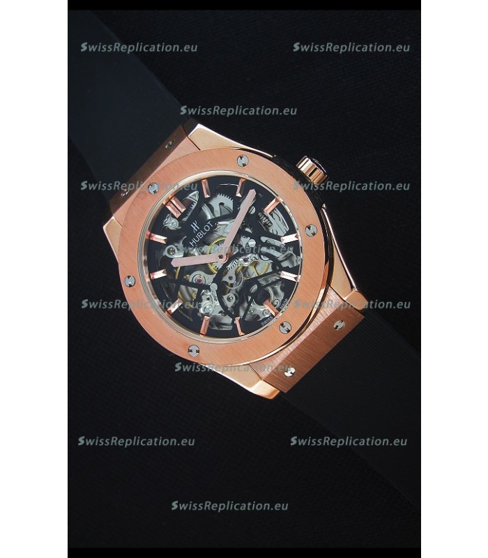 Hublot Classic Fusion Skeleton Rose Gold Case Japanese Movement