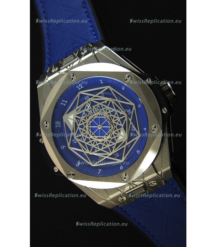 Hublot Big Bang Sang Bleu 45MM Stainless Steel Blue Dial Swiss Replica Watch 