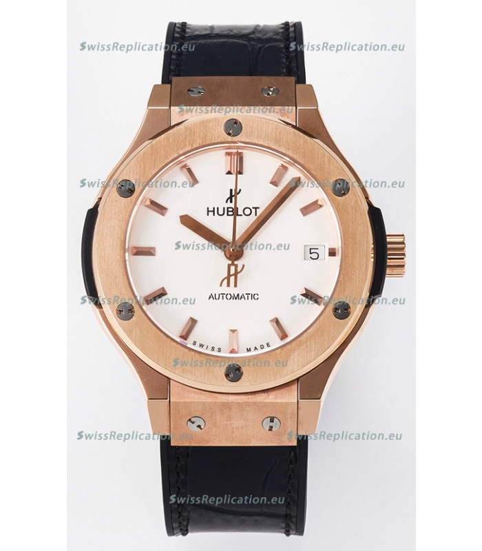 Hublot Super Clone Classic Fusion Rose Gold 38MM 1:1 Mirror Replica Watch White Dial