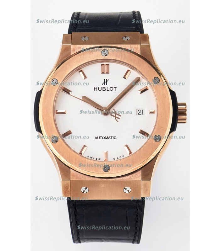 Hublot Super Clone Classic Fusion Rose Gold 42MM 1:1 Mirror Replica Watch White Dial