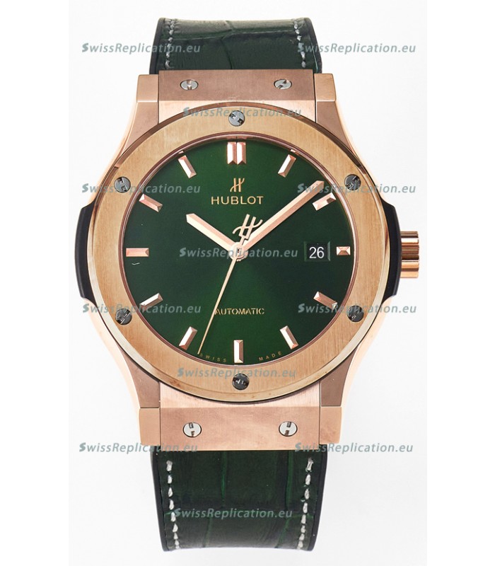 Hublot Super Clone Classic Fusion Rose Gold 42MM 1:1 Mirror Replica Watch Green Dial