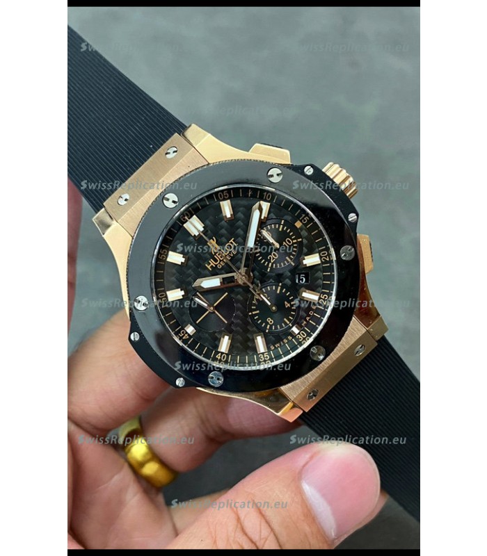 Hublot Big Bang Super Clone Carbon Dial Rose Gold Casing 44MM Watch 