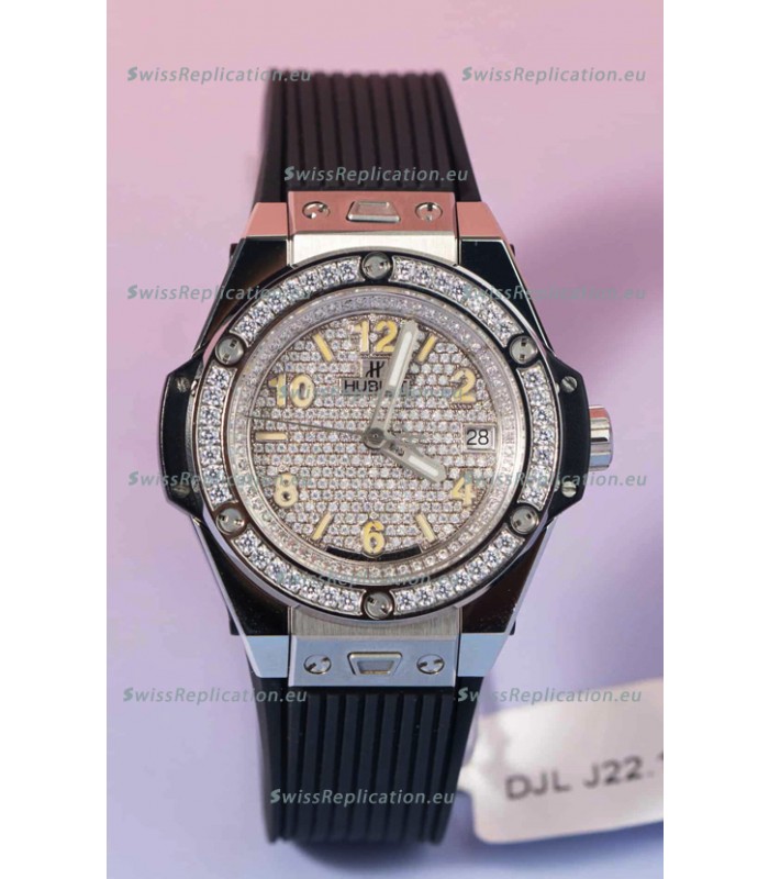 Hublot Big Bang One Click Mossanites Paved Dial Swiss Replica Watch