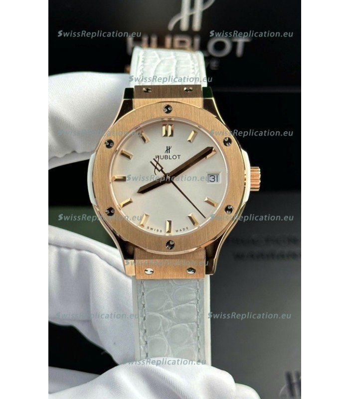 Hublot Super Clone Classic Fusion Rose Gold 33MM 1:1 Mirror Replica Watch White Dial