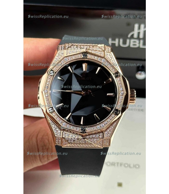 Hublot Classic Fusion Orlinski Diamonds Paved Black Dial Swiss Replica Watch