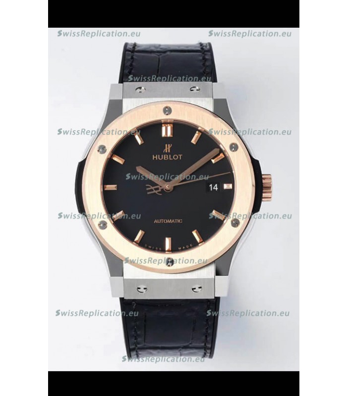 Hublot Classic Fusion Two Tone Black Dial 42MM Swiss Replica Watch 1:1 Mirror Quality