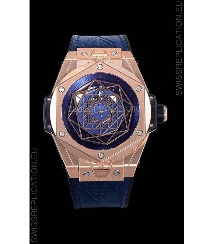 Hublot Big Bang One Click Sang Bleu 1:1 Mirror Replica in Rose Gold Casing 45MM - Blue Dial