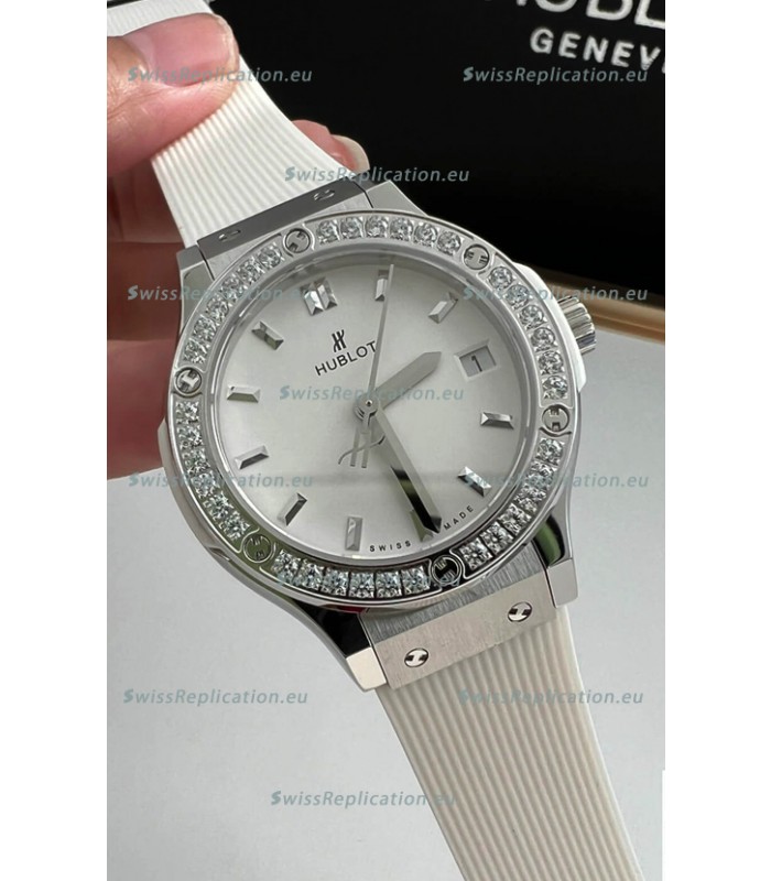 Hublot Classic Fusion Stainless Steel 33MM White Dial Swiss Quartz Movement Watch 1:1 Mirror Quality