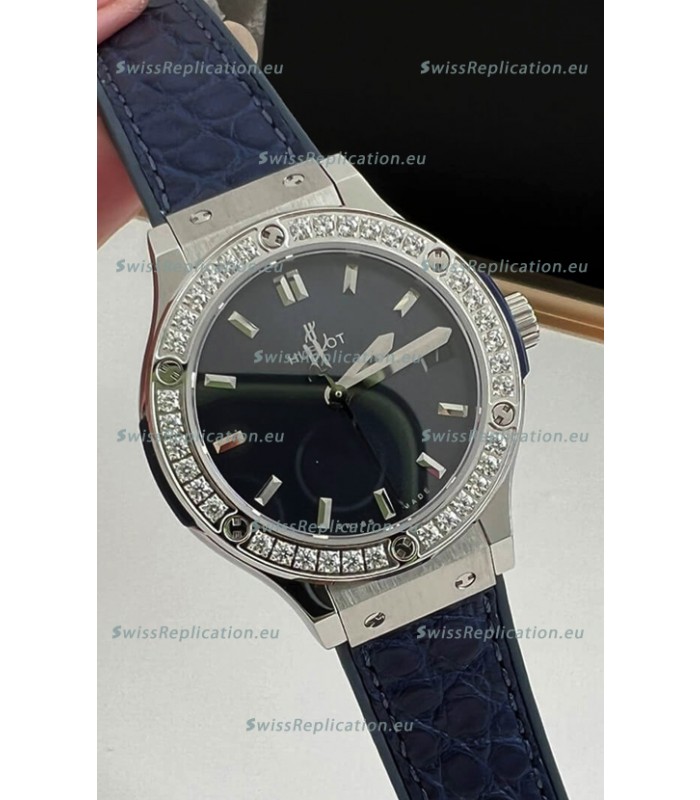 Hublot Classic Fusion Stainless Steel 33MM Blue Dial Swiss Quartz Movement Watch 1:1 Mirror Quality