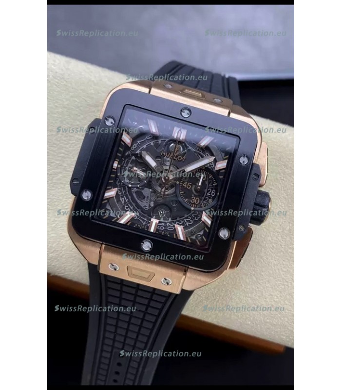 Hublot Square Bang Unico Rose Gold Titanium Chronograph Watch 1:1 Mirror Replica