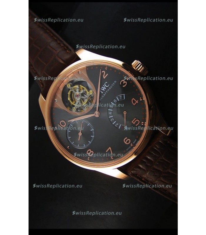 IWC IW504602 Portugieser Tourbillon Rose Gold Watch in Grey Dial 