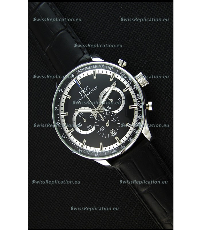 IWC Schaffhausen Japanese Replica Watch Quartz Movement in Black Dial 