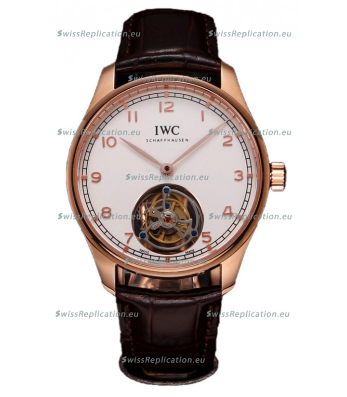 IWC Portugieser IW545801 Hand-Wound Genuine Tourbillon Rose Gold Swiss Replica Watch 