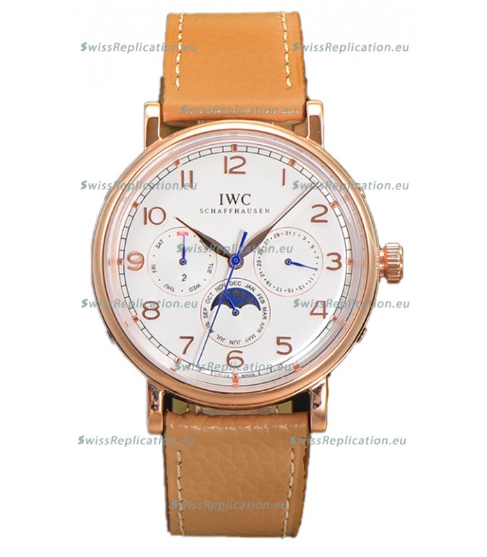 IWC Portofino Perpetual Calendar IW3446 Rose Gold White Dial Swiss Replica Watch 