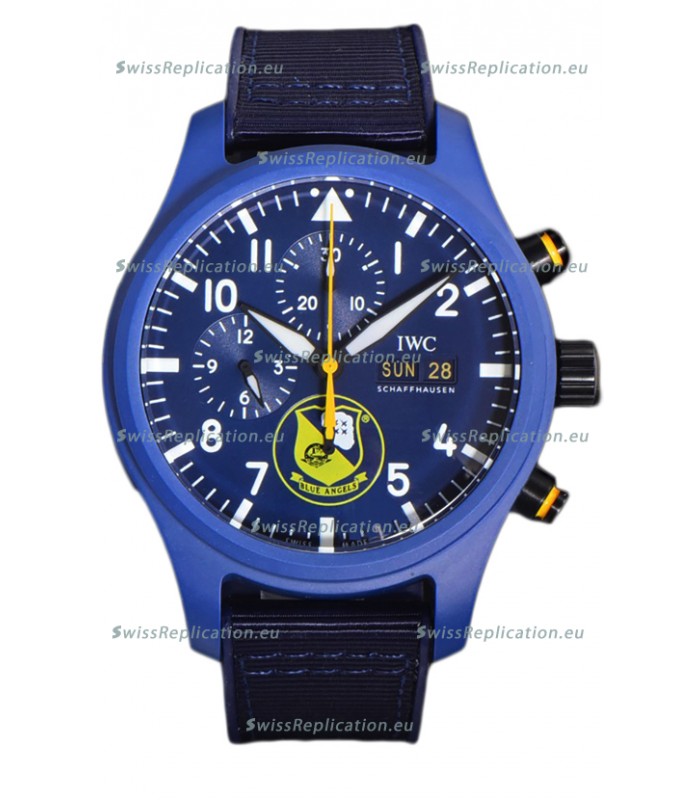 IWC Pilot's Chronograph Blue Angels Ceramic IW389109 1:1 Mirror Replica in Blue Dial