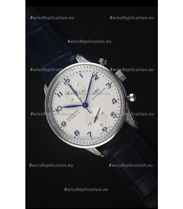 IWC Portuguese Chronograph White Dial with Diamonds 1:1 Mirror Replica Watch