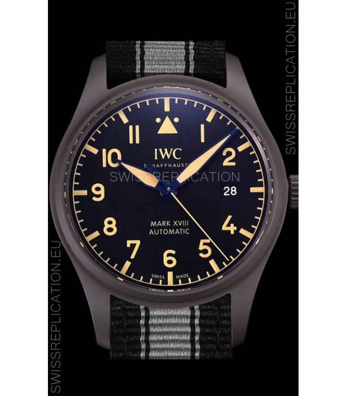 IWC Pilot's MARK XVIII Heritage 1:1 Swiss Watch 904L Steel Casing Black Matte Finishing